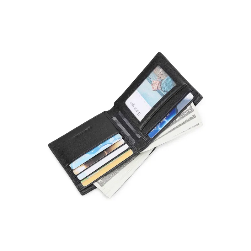 PIERRE CARDIN Cow Leather Card Holder Wallet Men's Black/Blue-4