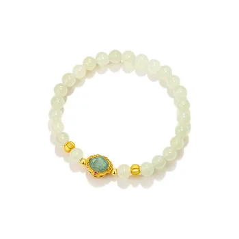 North Cain Hetian Jade Bracelets Women's Pale Greenish-White Jade