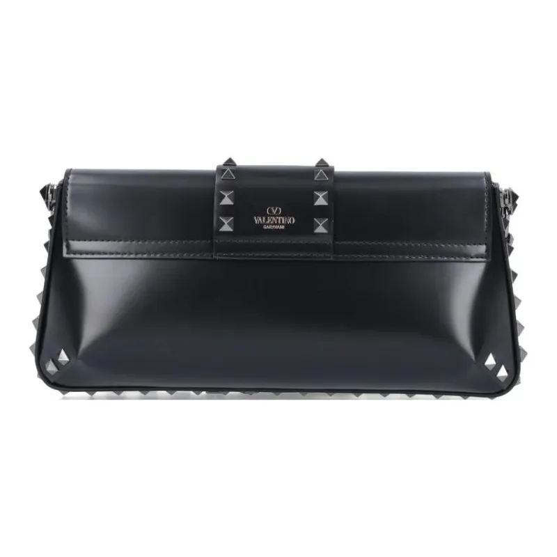 Valentino Rockstud Leather Shoulder Bag, Handbag Women's Black-4
