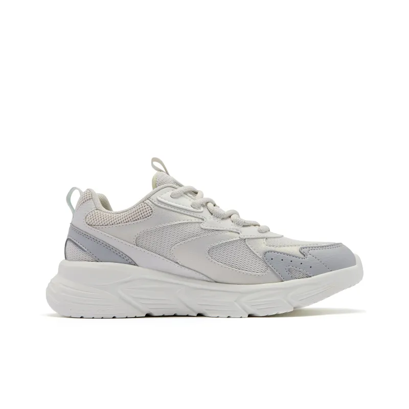 QIAODAN Cushioning Anti Slip And Wear Resistant Low Top Running Shoes Women's White Gray-1