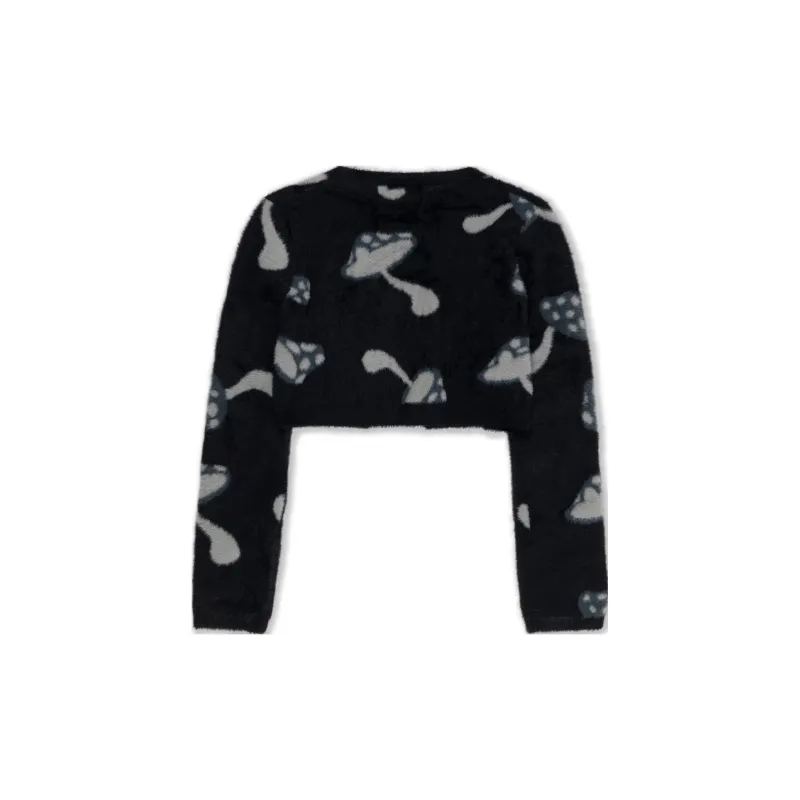 RIPNDIP Euphoria Knit Long Sleeve Crop Top Sweater Women's Black-1