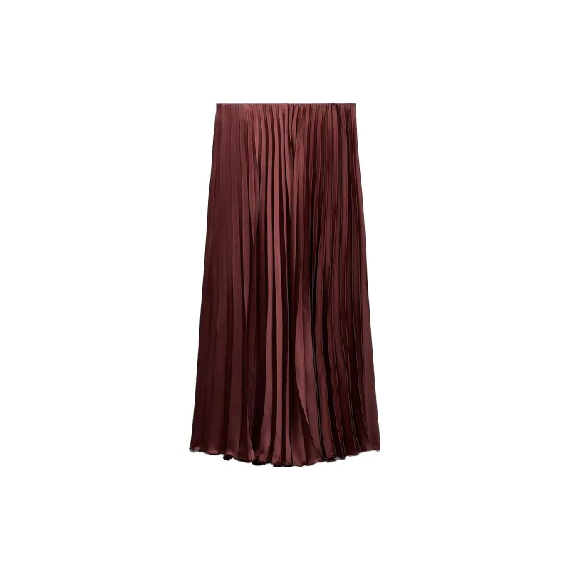 ZARA Casual Long Skirts Women's Deep Eggplant Purple-1