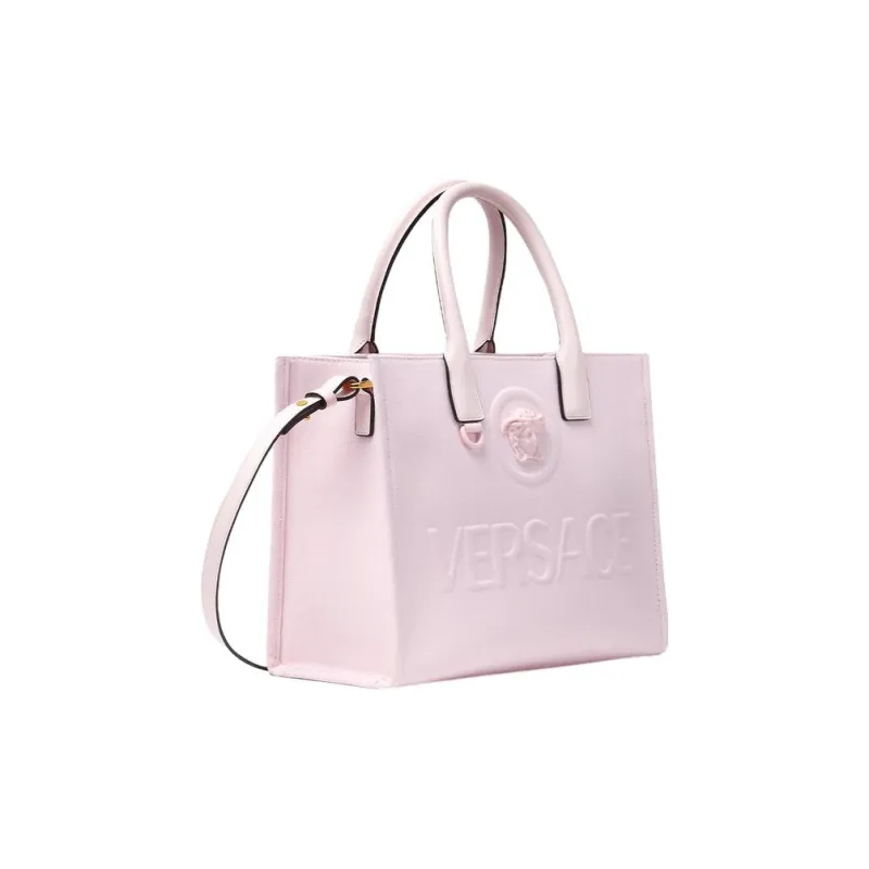 VERSACE La Medusa Cotton With Calfskin Tote Bag Shopping Bag Shoulder Bag Crossbody Bag Handbag Women's Pink-1