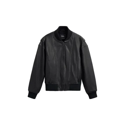 ZARA Leather Jackets Men Black