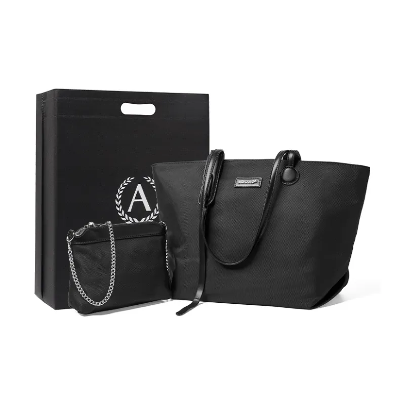 AOKANG Fabric Tote Bag, Shopping Bag, Combo Bag, Shoulder Bag, Handbag, Canvas Bag Large Size Women's Khaki/Black-0