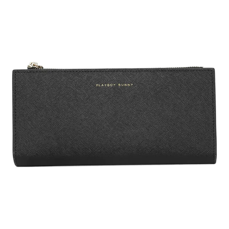 Playboy Cow Leather Card Holder, Wallet Tubas Women's Black/Ecru-4