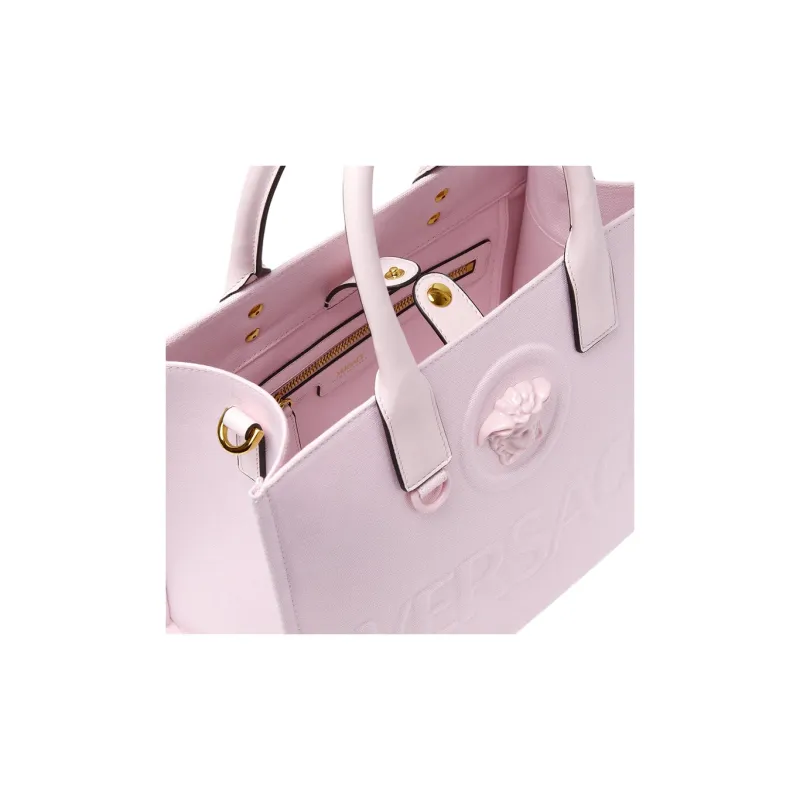 VERSACE La Medusa Cotton With Calfskin Tote Bag Shopping Bag Shoulder Bag Crossbody Bag Handbag Women's Pink-4