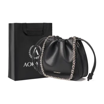AOKANG Cow Leather Cloud Bag Commute Shoulder Bag Regular Women's Classic Black/Napoli Apricot/Light Milk Tea