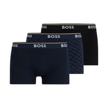 HUGO BOSS Three-Pack Of Stretch-Cotton Trunks With Logo Waistbands Underpants Men's 1 Set Of 3 Pack