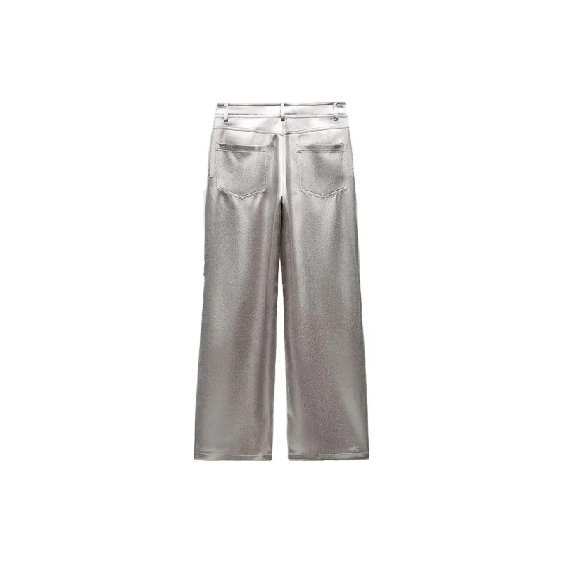 ZARA Casual Pants Women's Silver-1