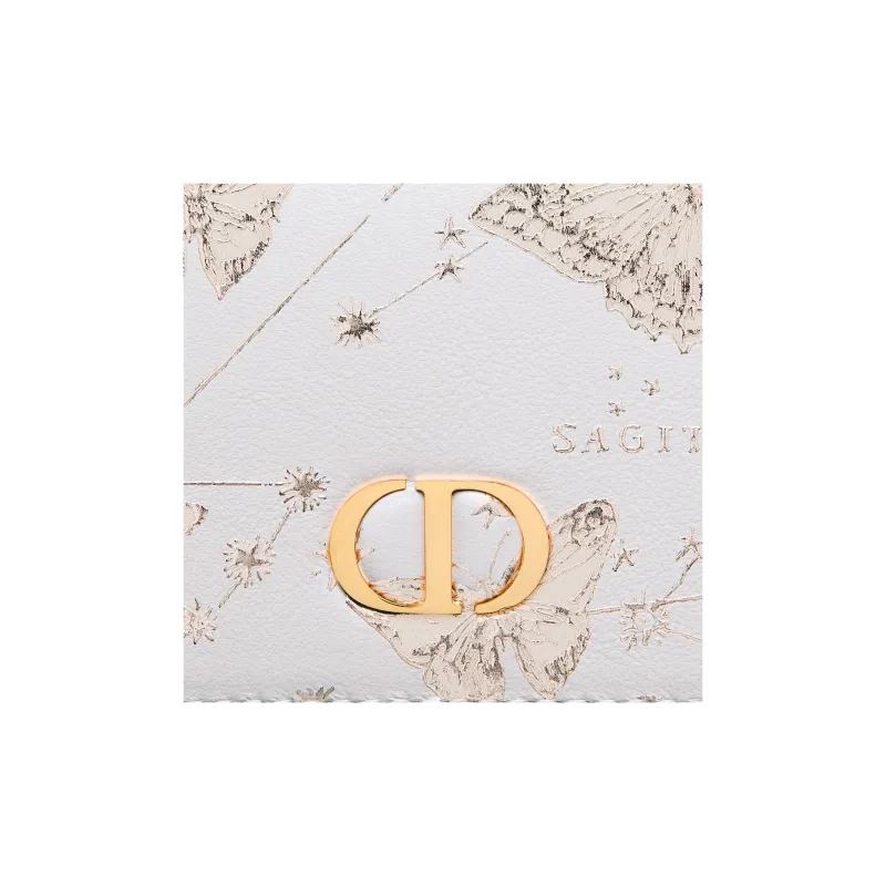 DIOR Caro Cow Leather Wallet Extra Small Women's White-4