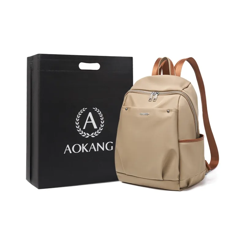 AOKANG Fabric Canvas Backpack Unisex Hepburn Black/Khaki-0