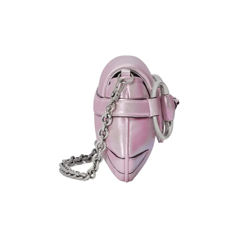 GUCCI HORSEBIT CHAIN Leather Shoulder Bag Handheld Shoulder Bag Women's Iridescent Pink-5
