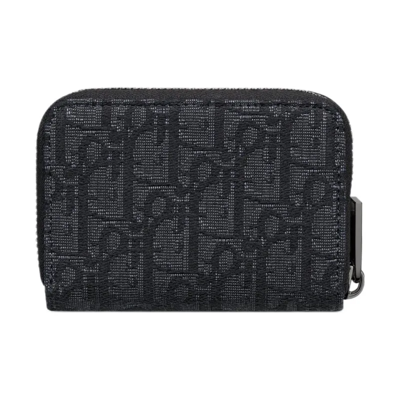 DIOR Oblique Jacquard Fabric Card Holder Men's Black-2