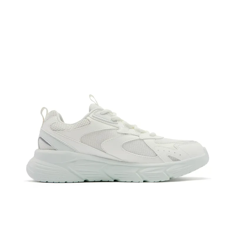 QIAODAN Cushioned Slip Resistant Abrasion Resistant Breathable Low Top Running Shoes Women's White Green-1