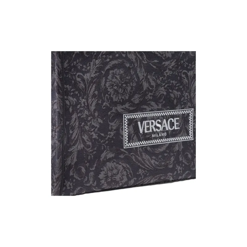 VERSACE Barocco Canvas Tote Bag, Shopping Bag, Handbag Tubas Women's Black-3