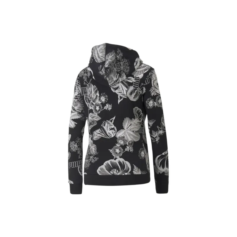 PUMA Essentials+ FROZEN FLOWER AOP Hoodie Sweatshirt Women's Black-1