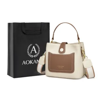 AOKANG Cow Leather Basket Bag, One Shoulder Handbag Regular Women's Milkshake White/Hepburn Black