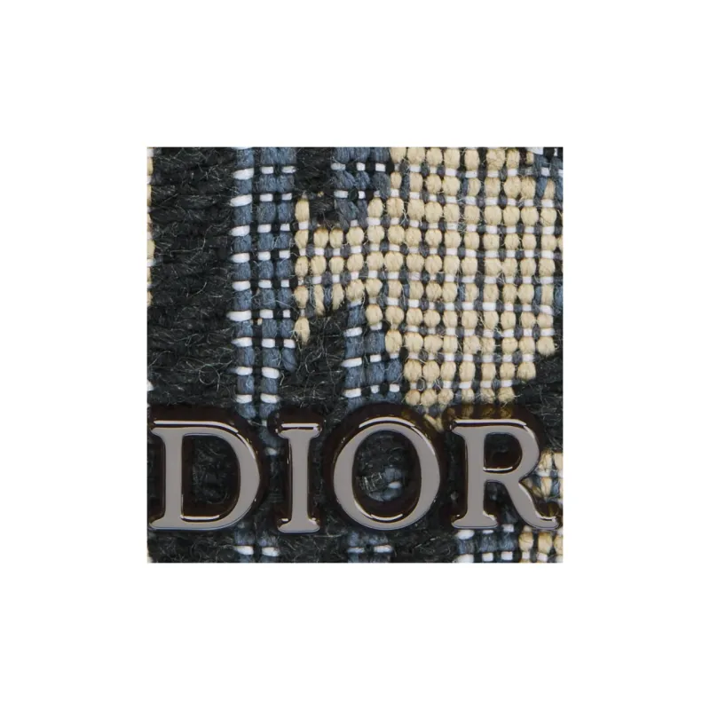 DIOR Oblique Jacquard Fabric Coin Purse Men's Beige & Black-4