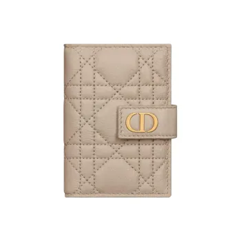 DIOR Caro Soft Cow Leather Card Holder Women's Sandy Umber