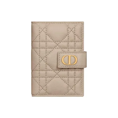 DIOR Caro Soft Cow Leather Card Holder Women's Sandy Umber