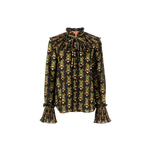 La DoubleJ Nefertiti Scarab-print Habotai Blouse