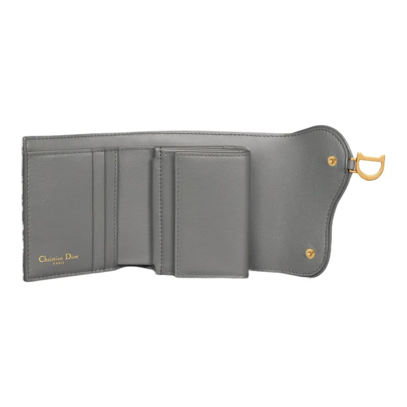DIOR Saddle Oblique Jacquard Fabric Wallet Regular Women's Dio Gray-4