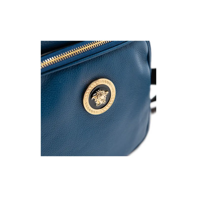 FANSIZHE Cow Leather Crossbody One Shoulder Sling Bag Men's Blue-3