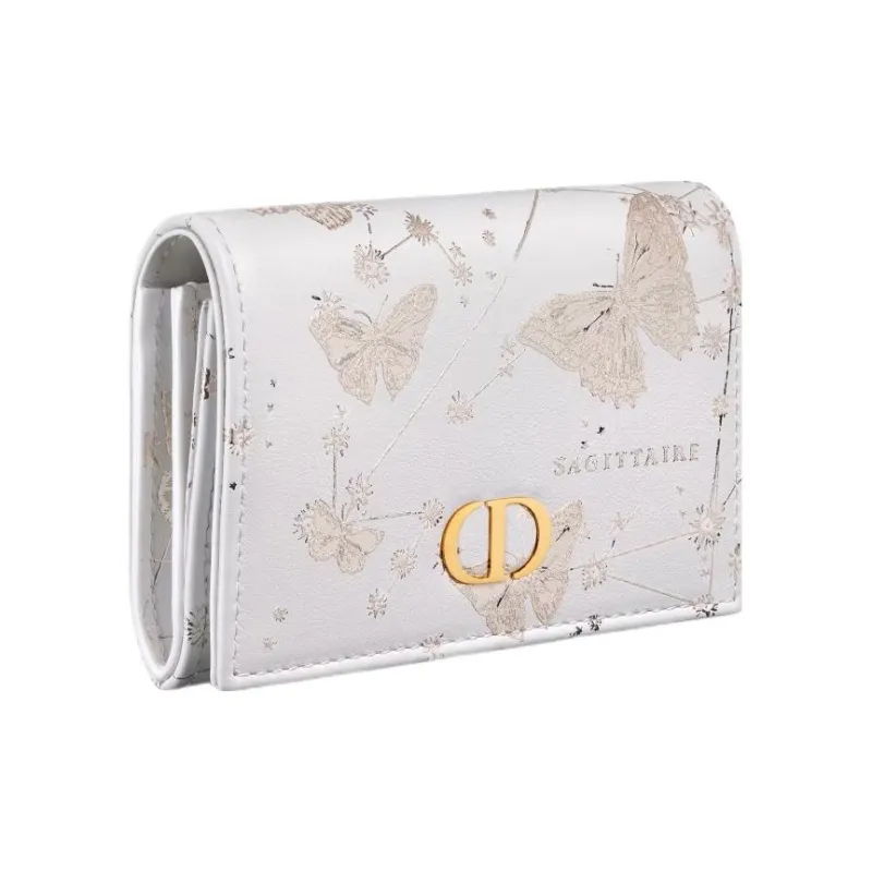 DIOR Caro Cow Leather Wallet Extra Small Women's White-1