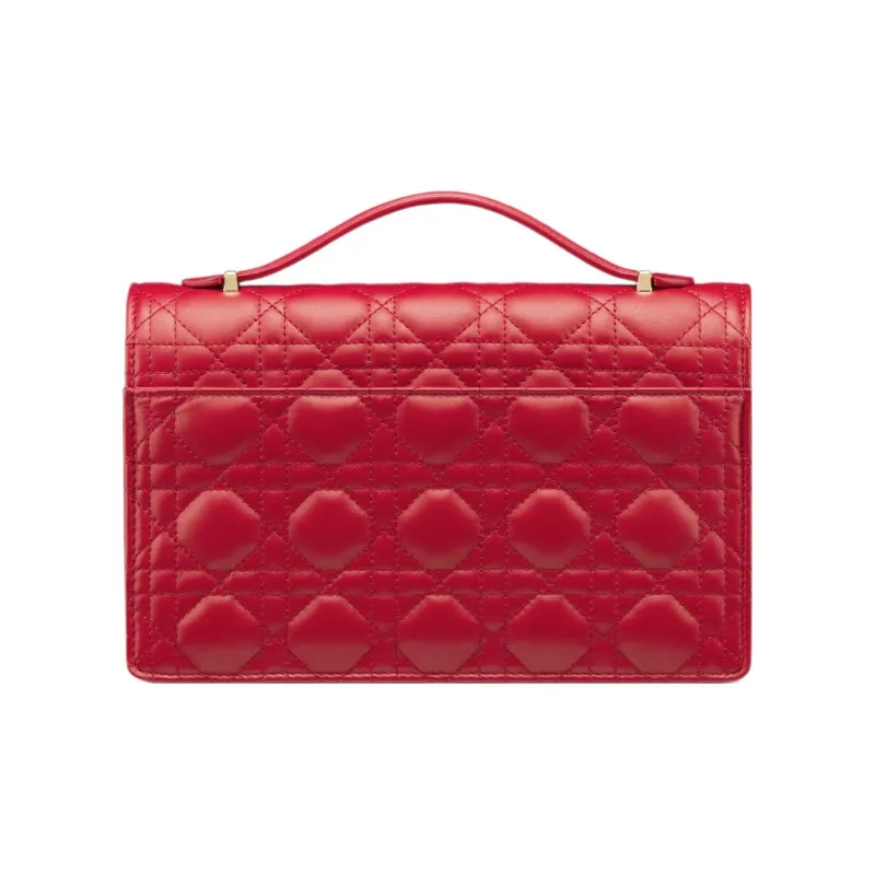 DIOR Lambskin Shoulder Bag Crossbody Bag Handbag Women's Isolated Heather Red-3