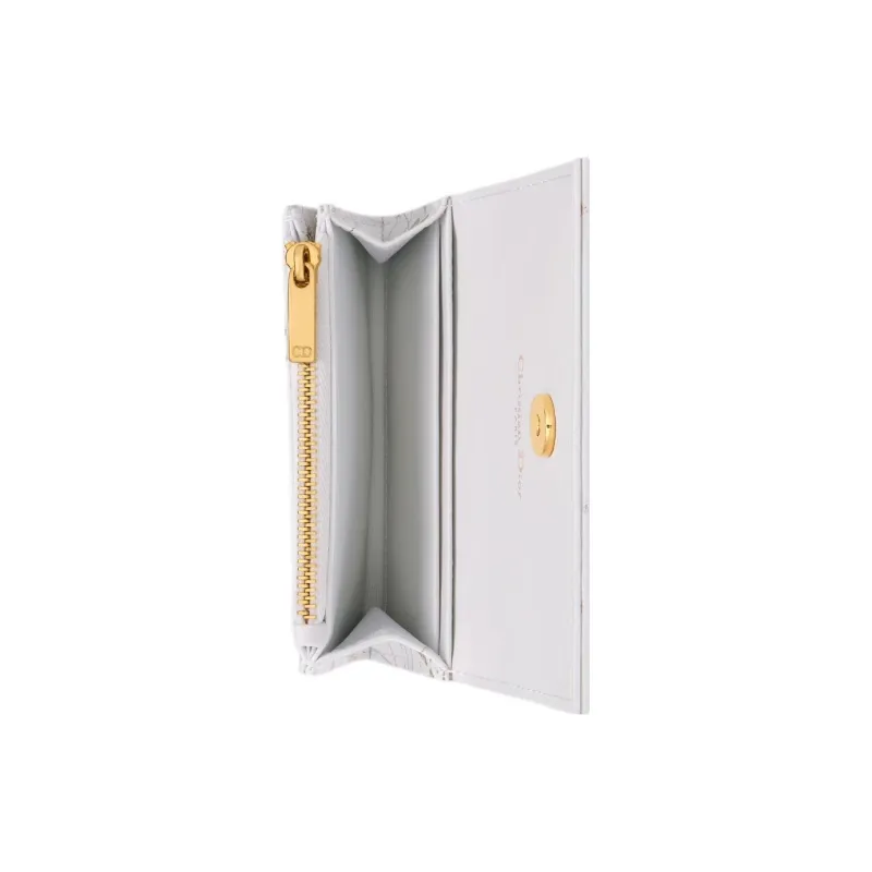DIOR Caro Cow Leather Wallet Extra Small Women's White-3