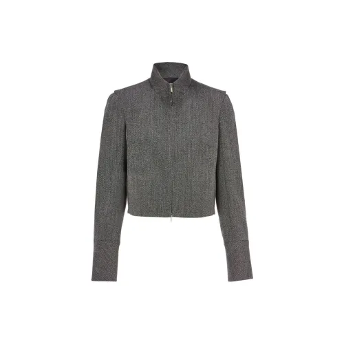 FERRAGAMO Zip-up Cropped Tweed Jacket