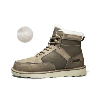 Jeep Warm Fleece Lined Padded Shoes Short Snow Boots Men's Camel