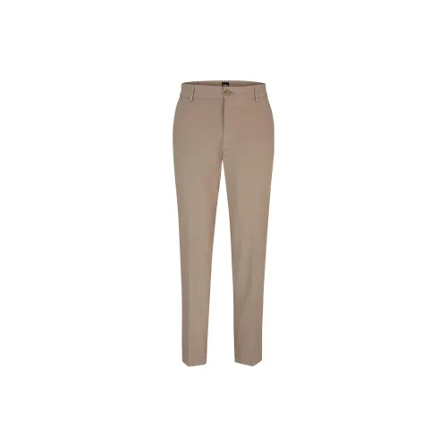 HUGO BOSS Regular-Fit Trousers In Patterned Stretch Cotton Casual Pants Men's Light Brown
