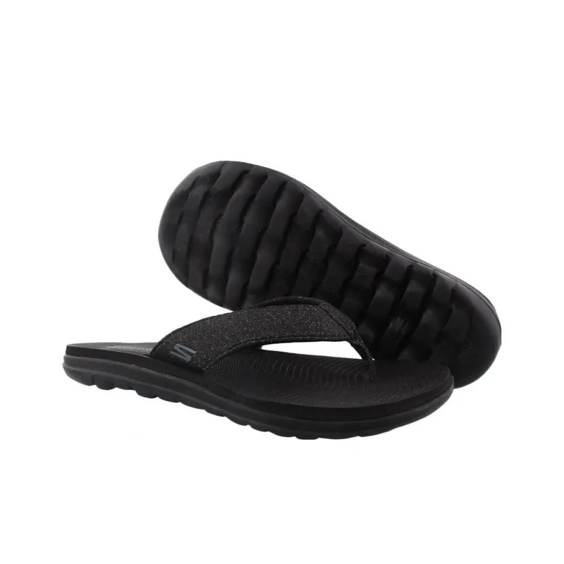 Skechers On The GO Fle Rubber Sole Flip Flops Women's Black-4
