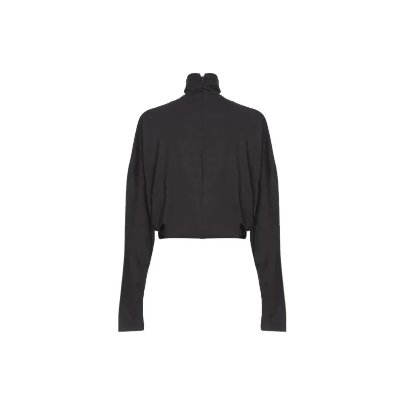 PINKO FW23 Maglia Dolcevita Drappeggiata Sweater Women's Black-1