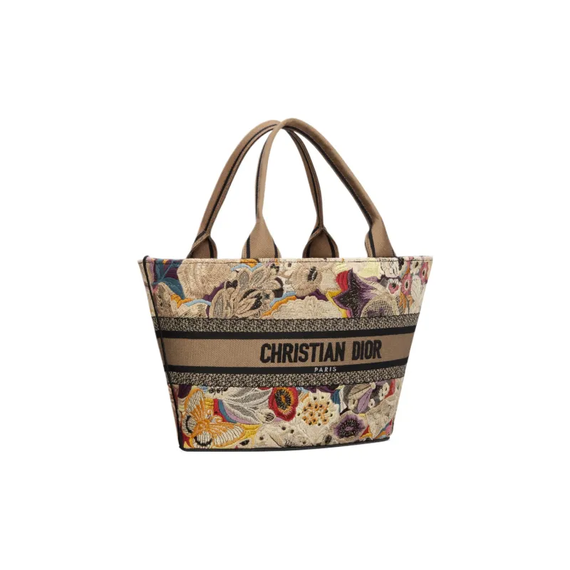 DIOR Butterfly Embroidery Tote Bag Shopping Bag Shoulder Bag Crossbody Bag Handbag Women's Greige/Multicolor-3