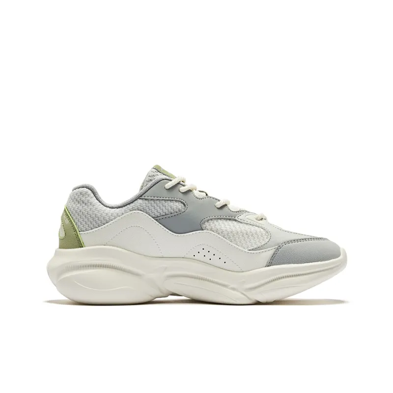 Erke Splendid Anti-Slip Wear-Resistant Low-Top Casual Shoes Men's Microcrystalline White Slate Gray-1