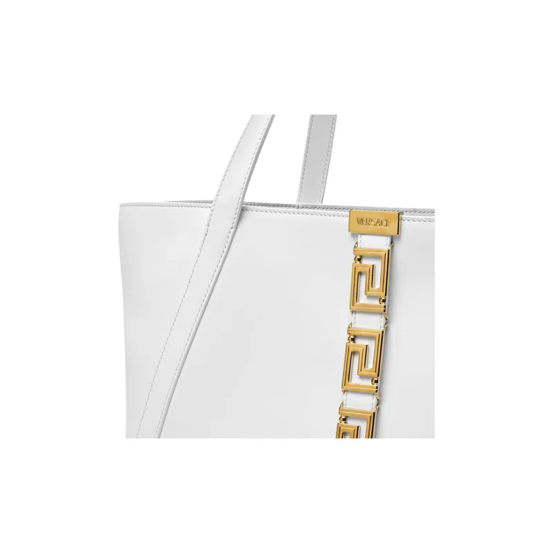VERSACE Greca Goddess Cow Leather Tote Bag Shopping Bag Handbag Large Size Women's White-3