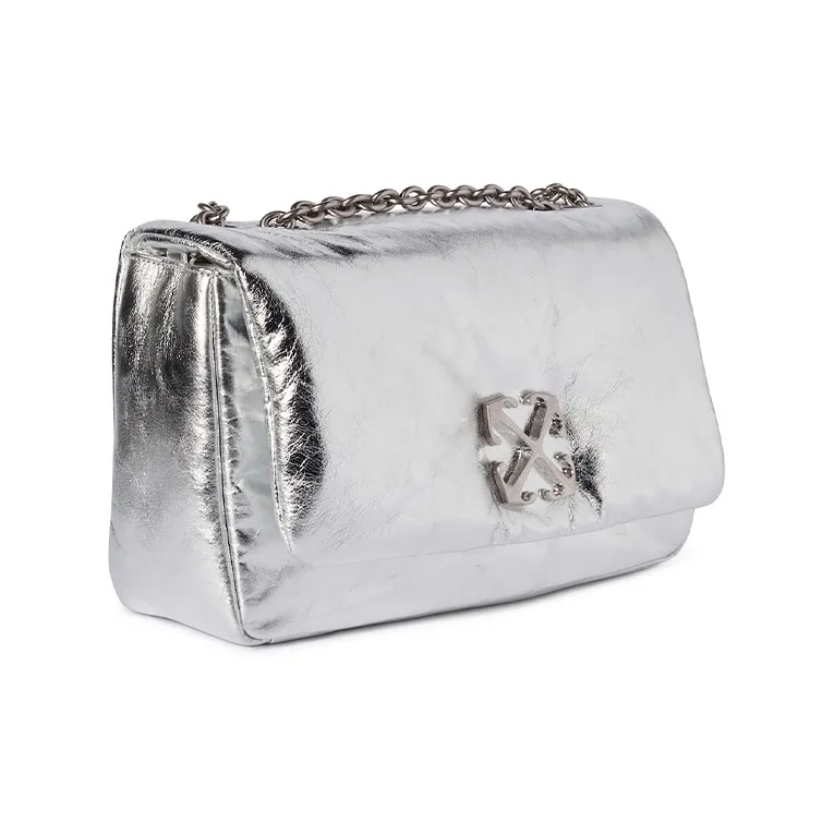 OFF WHITE Calfskin Shoulder Bag, Crossbody Bag, Handbag Women's Silver-1