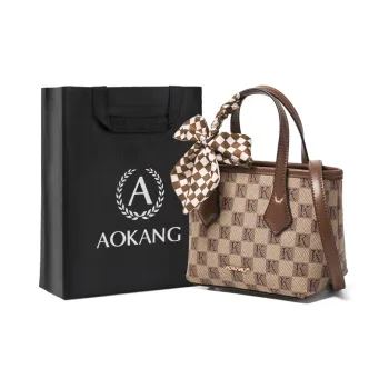 AOKANG PVC Bucket Bag, Handbag, Crossbody Bag, Shoulder Bag Regular Women's Khaki Coffee/Caramel Coffee