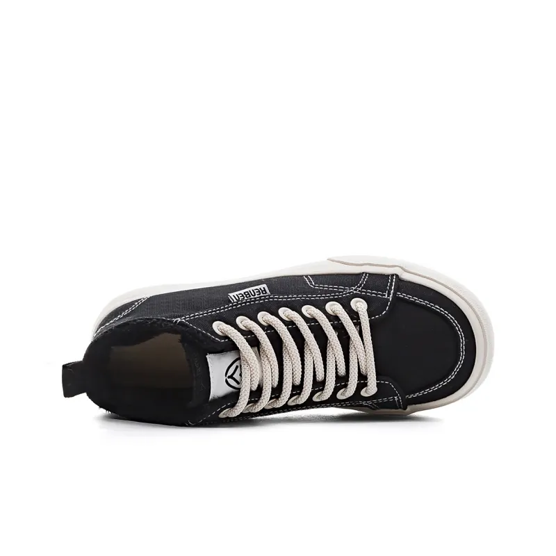 RENBEN Anti Slip And Wear Resistant Warm High Top Canvas Shoes Women's Black-3