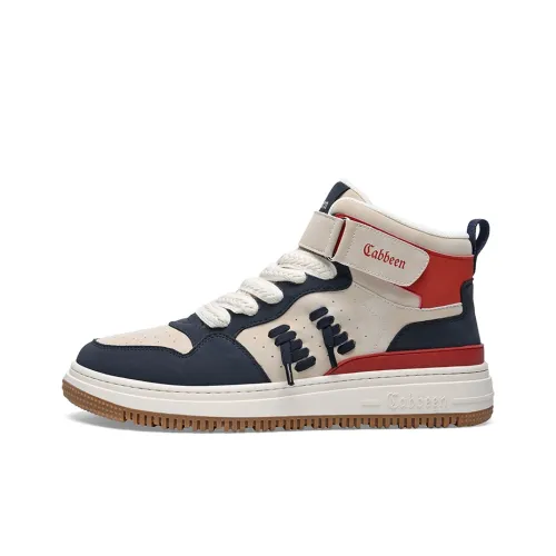 Cabbeen Skateboard Shoes Men High-Top Blue/Red