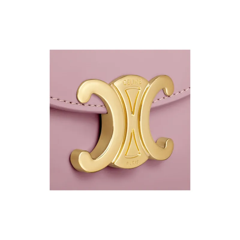 CELINE BesaceClea Triomphe Cow Leather Shoulder Bag, Crossbody Bag, Handbag Mini Women's Petal Color-4