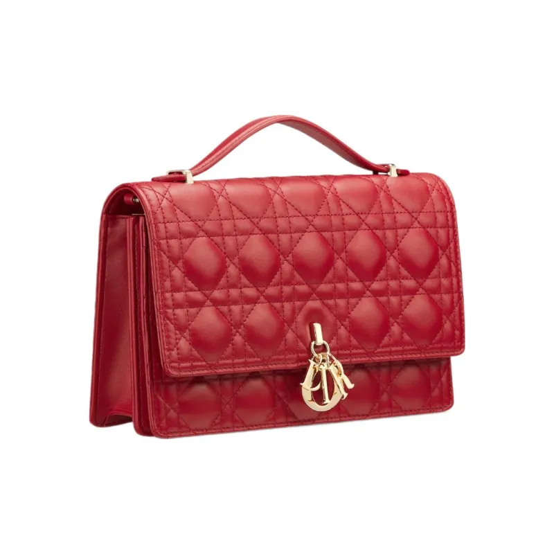 DIOR Lambskin Shoulder Bag Crossbody Bag Handbag Women's Isolated Heather Red-1