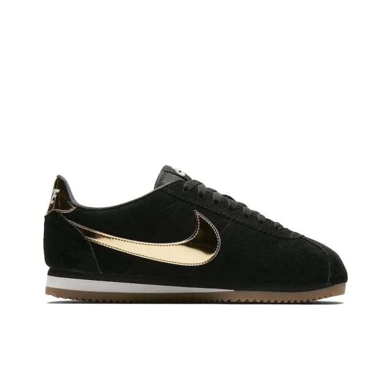 Nike Classic Cortez Black Metallic Gold Gum Women's-1