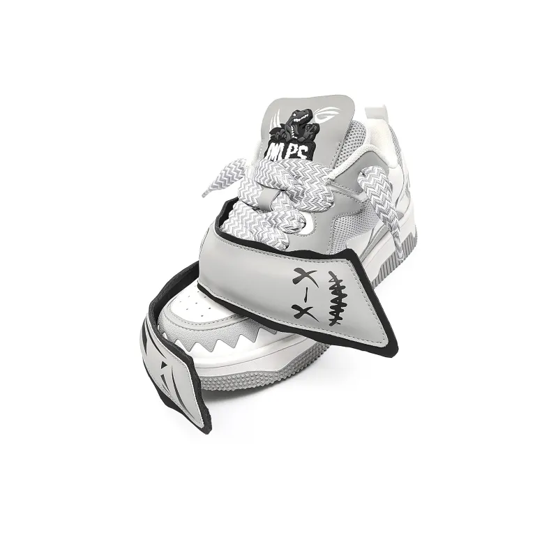 MR.PESIN Year Of The Dragon Limited Edition Tyrannosaurus Rex Collection Low Top Skateboard Shoes Unisex Gray-2