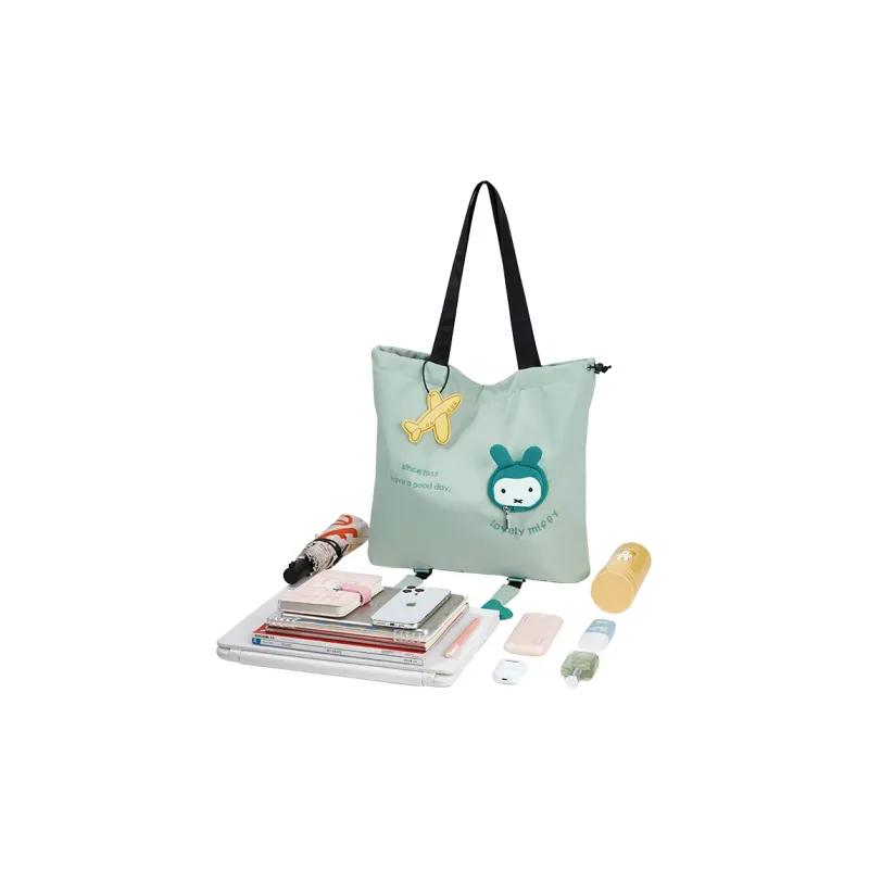 Miffy Nylon Fabric Tote Bag Shopping Bag Handbag Shoulder Bag Women's Light Green/White-4