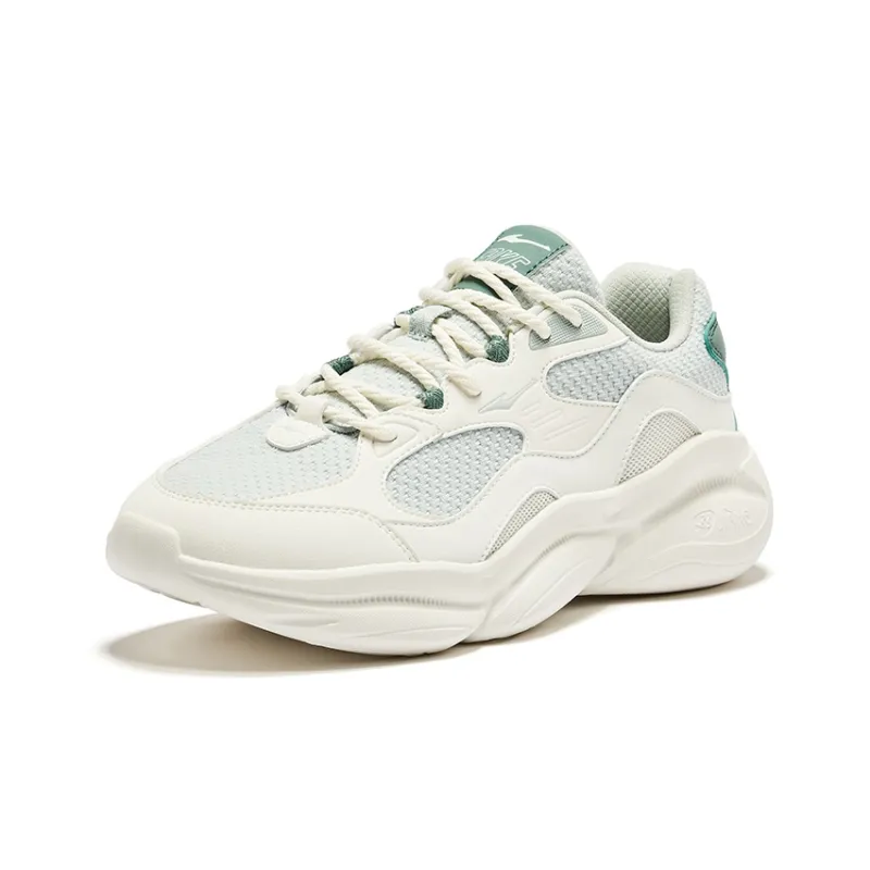 Erke Brocade Splendid Anti Slip Wear Resistant Low Top Casual Shoes Men's Light Gray Green Microcrystal White-2
