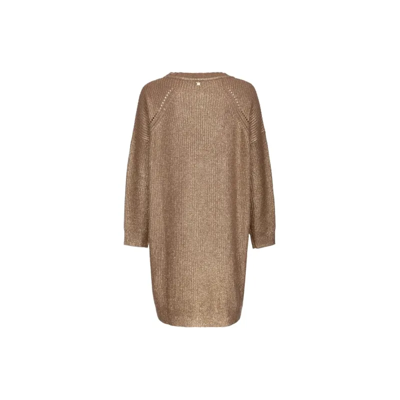 PINKO Abito In Maglia Metallizzata Long Sleeved Dress Women's Gold-1